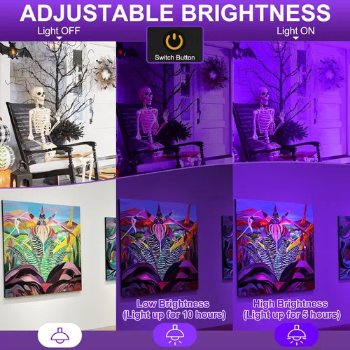 Miniatura 5 de AUMIO Paquete de 2 luces negras recargables, 5000 mAh, LED magnéticas, impermeables, inalámbricas, de 405 nm, luz de inundación ultravioleta