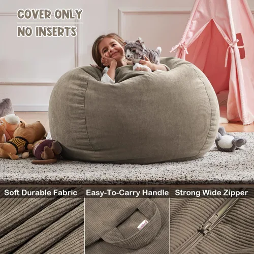 Miniatura 4 de Funda para Silla Puf de 3 pies (Sin Relleno) 35"×43" Almacenamiento Grande de Animales de Peluche Silla Puf Lavable Funda para Silla Puf Grande