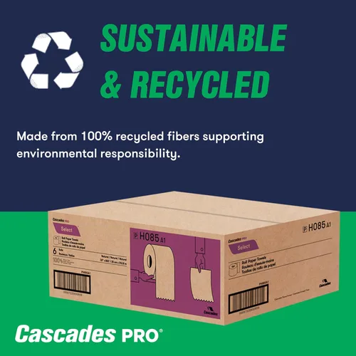 Miniatura 7 de Cascades PRO Seleccione toallas de papel de mano fuertes y absorbentes, adecuadas para la mayoría de dispensadores universales, rollos de toallas