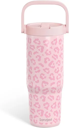 Miniatura 8 de SANDJEST Besties - Vaso de acero inoxidable con tapa para pajita de 30 onzas con asa de transporte para mujeres, niñas, mejores amigas, taza de café