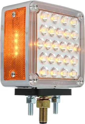 Miniatura 3 de GG Grand General 77622 Square 2 Face Amber/Clear LED Pedestal Pearl Light, lado del conductor Ámbar/Transparente