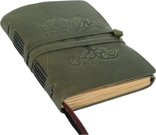 Miniatura 6 de Diario de cuero para mujeres y hombres en relieve de 8 x 6 pulgadas, hecho a mano, papel para manualidades, cuaderno de la madre tierra, cuaderno