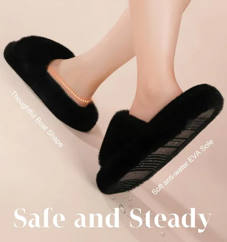Miniatura 5 de Ankis - Pantuflas para mujer, color blanco, negro, camel, rosa, gris, acogedoras, suaves, cómodas, relajantes, esponjosas, con puntera abierta
