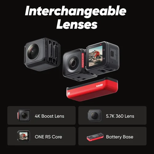 Miniatura 3 de Insta360 ONE RS Twin Edition – Cámara de acción impermeable 4K 60fps y cámara 360 de 5.7K con lentes intercambiables, estabilización, foto de 48MP