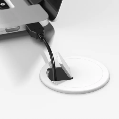 Miniatura 6 de Bush Furniture Cabot - Escritorio de oficina de 60 W para oficina en casa con almacenamiento y herrajes cromados, elegante mesa de computadora
