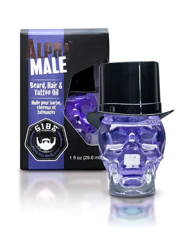 GIBS Grooming - Beard, Hair & Tattoo Oil (1 fl oz) Collectible Glass Bottle - Softens & Strengthens - Skin Moisturizer - Vitamin C - UV Shield -