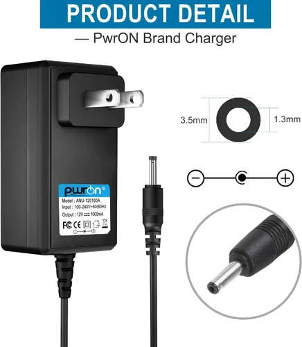 Miniatura 2 de 6.6FT AC a DC 12V 1A adaptador de fuente de alimentación enchufe de barril 0.138 in x 0.051 in para cámaras DVR NVR tira de luz LED