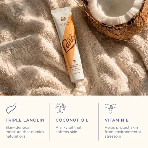 Miniatura 3 de Crema de manos Lanolips - Loción de lanolina con aceite de coco, manteca de karité y vitamina E - Crema para cutículas y manos para manos secas