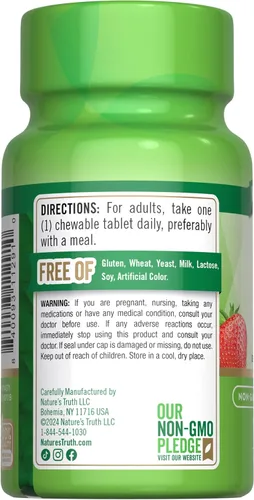 Miniatura 7 de Nature's Truth Vitamina D3 masticable de 2,000 UI 100 tabletas Sabor a bayas Suplemento vegetariano, sin OMG y sin gluten