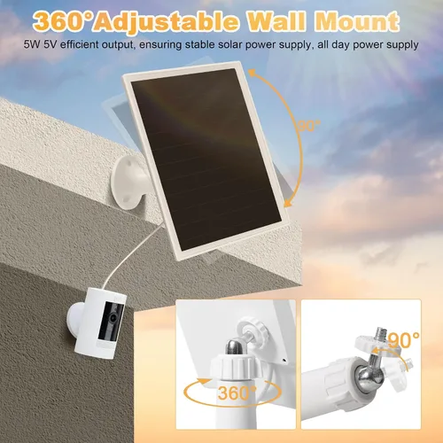 Miniatura 6 de Cargador de panel solar para cámara Ring, compatible con batería de cámara Ring Stick Up, batería de Ring Spotlight Plus/Pro, resistente al agua