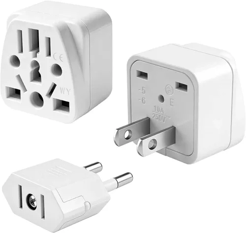 Miniatura 7 de Paquete de 2 adaptadores de enchufe UE a EE. UU., adaptador de enchufe de Reino Unido a EE. UU., Reino Unido, AU, CN, JP, Asia, Italia, Brasil, Negro