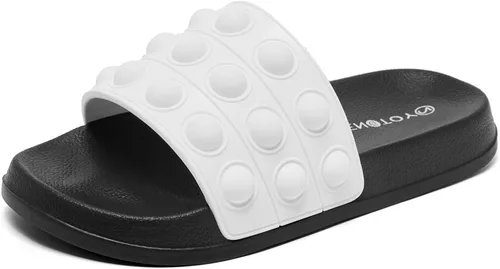 Engtoy Sandalias para niños y niñas, unisex, ligeras, antideslizantes, puntera abierta, cómodas, para ducha, playa, divertidas sandalias