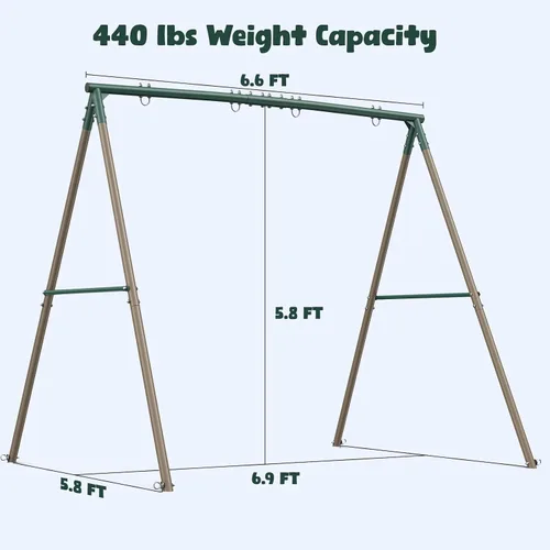 Miniatura 7 de Hapfan Juegos de columpios para patio trasero con columpio de platillo de plataforma de 45 pulgadas y columpio de cinturón, conjunto de columpios