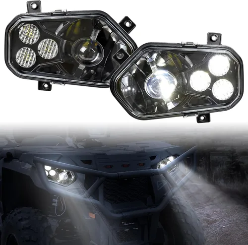 SAUTVS Faros LED con Ojo de Ángel para Sportsman, Faros LED Delanteros con Luces de Haz Alto y Bajo para Polaris Sportsman 400 500 550 570 800 850