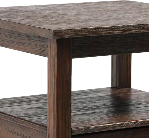 Miniatura 8 de SIMPLIHOME Warm Shaker - Mesa auxiliar de madera maciza de 20 pulgadas de ancho x 20 pulgadas de alto, color marrón carbón envejecido, mesa