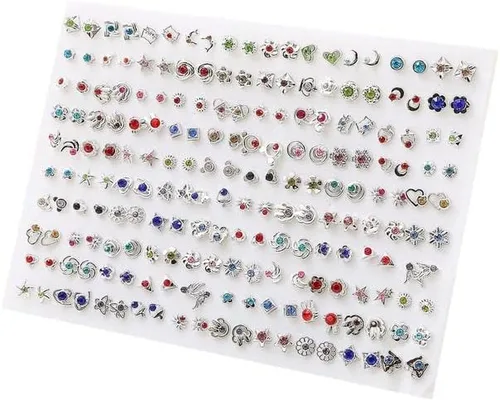 Juego de 100 pareslote de aretes de cristal geométricos de flores de frutas coloridas para mujeres y niñas, aretes de plástico, regalos de joyería