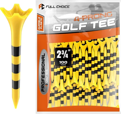 Miniatura 11 de Tees de golf profesionales de plástico Full Choice, paquete de 100 (3-1/4" o 2-3/4"), durabilidad y estabilidad mejoradas, diseñados para minimizar