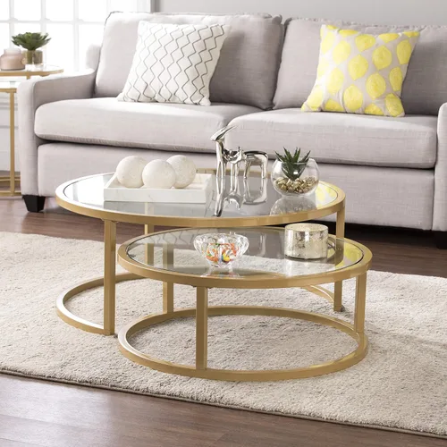 Miniatura 2 de SEI Furniture Evelyn Glam - Mesa auxiliar anidable (2 unidades), color dorado