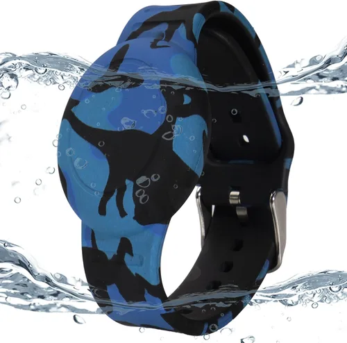 Miniatura 12 de Paquete de 2 pulseras impermeables AirTag para niños, pulsera impresa oculta para Apple AirTag, funda de silicona para AirTag y rastreador