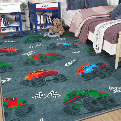 Miniatura 11 de STARUIA Alfombra negra con video gamer para habitación de niños, pequeña alfombra lavable de 3 x 5 pies para dormitorio de niños, alfombra suave