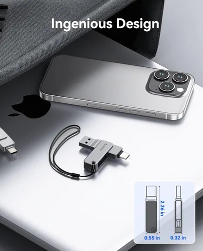 Miniatura 5 de ORICO Memoria USB 3.0 de alta velocidad USB 3.0 de 32 GB, diseño giratorio de aleación de zinc, compatible con iPhone 15/16/17, Android, Mac, PC