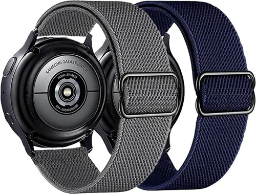 Miniatura 8 de Paquete de 2 correas de nailon para reloj inteligente compatibles con Samsung Galaxy Watch 7/6/5/4 1.732 in 1.575 in/Galaxy Watch FE/Watch 6 4