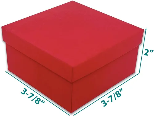 Miniatura 72 de TheDisplayGuys - Paquete de 25 cajas de cartón rellenas de algodón #33 para joyas, color rojo mate (3.5 x 3.5 x 1.0 pulgadas), para envío