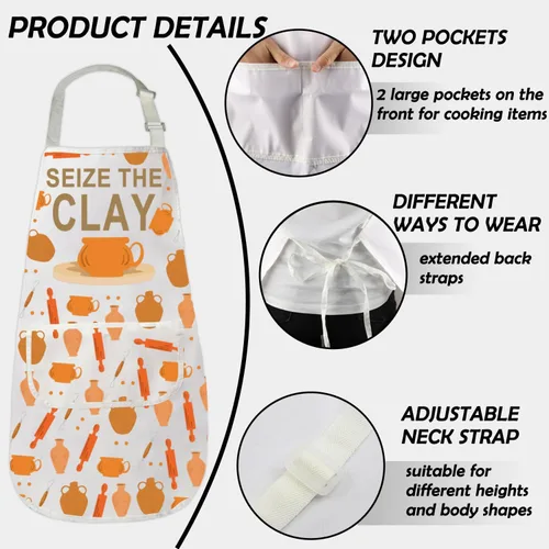 Miniatura 4 de Gzrlyf Seize The Clay Pottery - Delantal de cerámica para artistas, regalo para maestros y amantes de la cerámica