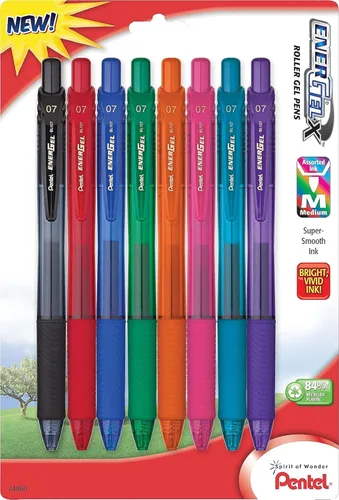 Miniatura 2 de Pentel EnerGel-X Colors - Bolígrafo retráctil de gel líquido, 0.028 in, punta de metal, tinta surtida, paquete de 8 unidades (BL107CRBP8M)