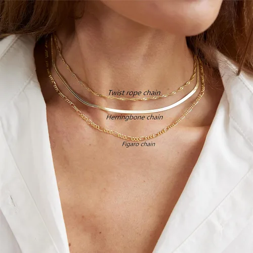 Miniatura 4 de ASCOMY Collares en capas para mujer, delicado collar de oro de 14 quilates chapado en oro de espiga para mujer, collar de cruz de perlas, clip