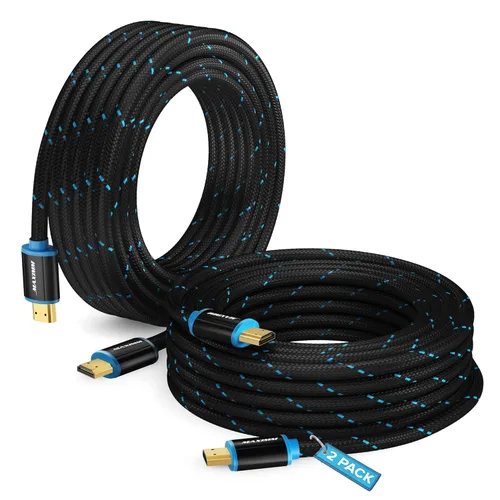 Miniatura 24 de Maximm - Cable HDMI 2.0 4K de alta velocidad (incluye clips de cable, empates y adaptador de ángulo recto) en múltiples tamaños y paquetes Azul - 1