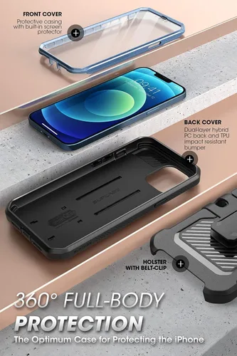 Miniatura 5 de SUPCASE Funda para iPhone 13 Pro con soporte y clip para cinturón (Unicorn Beetle Pro), [protector de pantalla integrado]