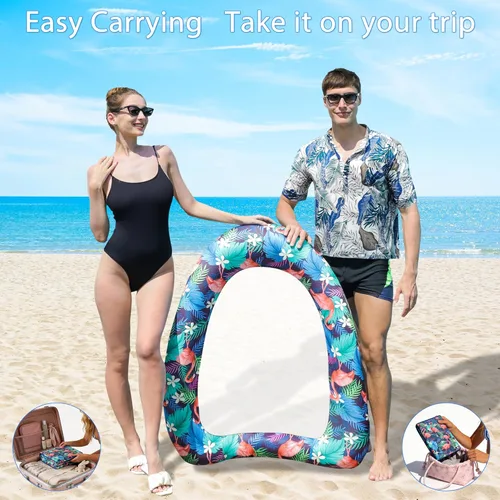 Miniatura 7 de Flotador inflable de piscina para adultos, silla de piscina cubierta de tela, flotador con centro de malla para flotar en la piscina, hamaca