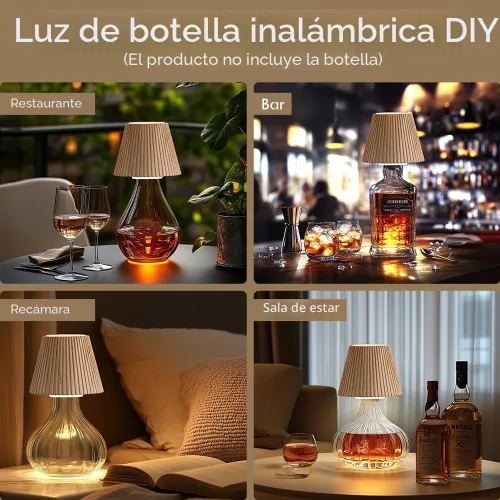 Miniatura 3 de WILIT Lámparas inalámbricas con pantalla de botella para lámparas de mesa, luces de barra de 3 niveles de brillo para bar de casa, lámpara