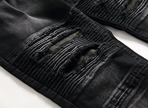 Miniatura 6 de Liuhond Skinny Slim Fashion - Jeans elásticos de motociclista de Hip Hop con agujeros rectos rasgados.