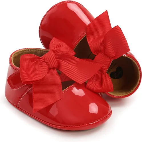 Miniatura 5 de WILLFUN Zapatos planos Mary Jane para bebé niña, diseño floral, vestido de princesa, zapatos de cuna antideslizantes para los primeros pasos