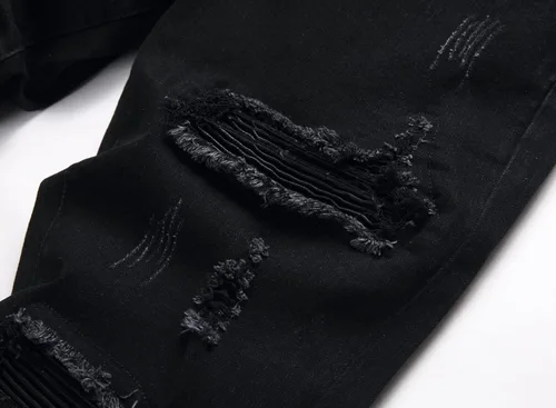 Miniatura 5 de OIIIO Jeans elásticos rasgados de ajuste regular para hombre