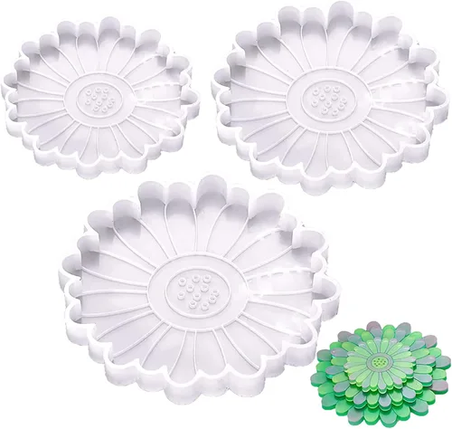 Miniatura 9 de Vilihkc 4 moldes de resina de silicona de margaritas para bandeja de resina epoxi para bricolaje de resina para decoración del hogar (1 medio 3S)