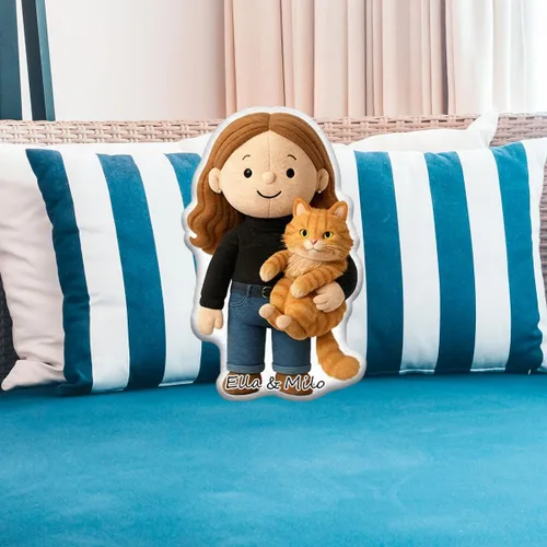 Miniatura 4 de Pofily Almohada personalizada de muñecas de dibujos animados, almohada personalizada que se parece a ti, almohadas Mini Me con cara y nombre para B01