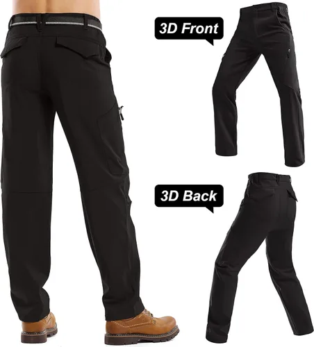 Miniatura 3 de Jessie Kidden Pantalones de senderismo impermeables para hombre, para exteriores, nieve, esquí, pesca, forro polar, aislante, softshell, pantalones