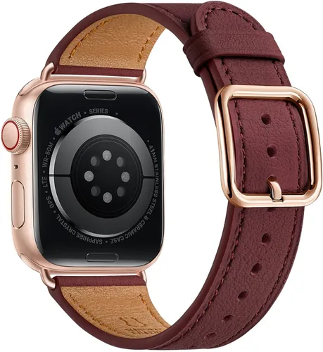 Miniatura 16 de MNBVCXZ Correas de cuero compatibles con Apple Watch para mujeres, correa de repuesto genuina para iWatch Series 11 10 9 8 7 6 5 4 3 2 1 SE 3 SE 2