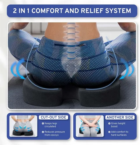 Miniatura 2 de Cojín de asiento de espuma viscoelástica, cojín para aliviar el dolor de coxis, almohada antideslizante para aliviar el dolor de ciática, para silla