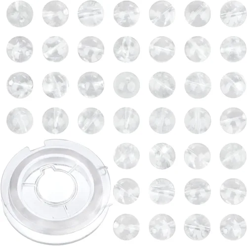 Miniatura 8 de 100 cuentas sueltas redondas de jade blanco natural de 0.315 pulgadas para fabricación de joyas con cordón elástico de cristal