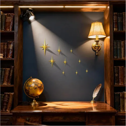 9 piezas de decoración moderna de mediados de siglo, escultura de pared de arte de estrella en 3D, decoración de pared vintage en explosión de