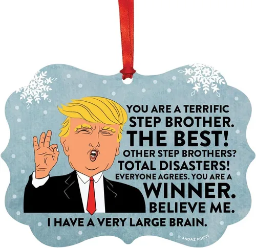 Miniatura 20 de Andaz Press Divertido presidente Donald Trump Fancy Frame Recuerdo Adorno de Navidad Regalo de mordaza, Perra fantástica, 1 paquete, ideas de regalo