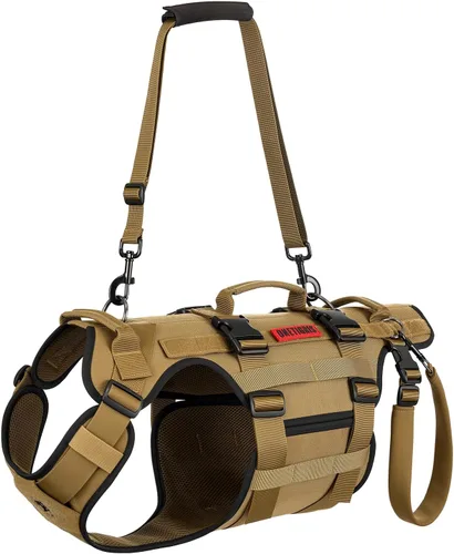 Miniatura 9 de OneTigris Arnés de elevación para perros grandes, soporte de cadera para perros, elevador de cuerpo completo con asas Invictus Chaleco Negro