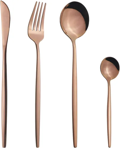 Miniatura 12 de Juego de cubiertos Cuchillo de cena Postre Tenedor Cuchara Juego de vajilla de acero inoxidable Vajilla de cocina 4 piezas Negro