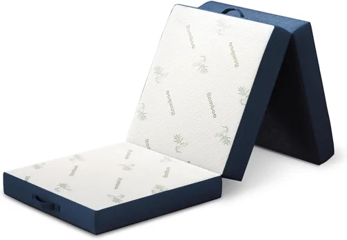 Miniatura 8 de Cozzzi Colchón plegable individual de 4 pulgadas para suelo y viajes con funda extraíble, colchón ligero y portátil para adultos y niños, compacto
