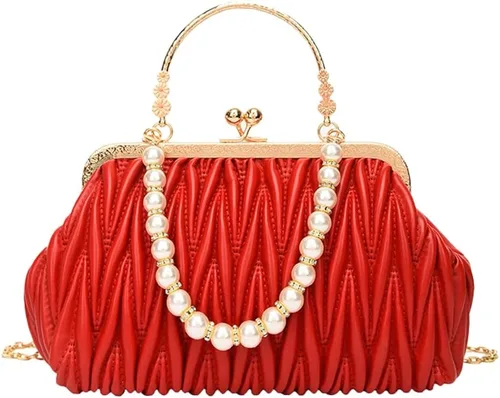 Solyinne Bolso de mano para mujer, bolso de noche con perlas, sobre para noche, novia, boda, fiesta, club, bolsos cruzados