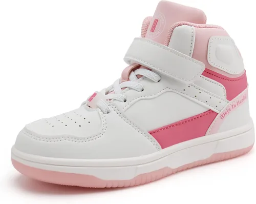 brooman Zapatos de baloncesto para niños, tenis de caña alta para niñas, zapatos de escuela, zapatos deportivos para correr